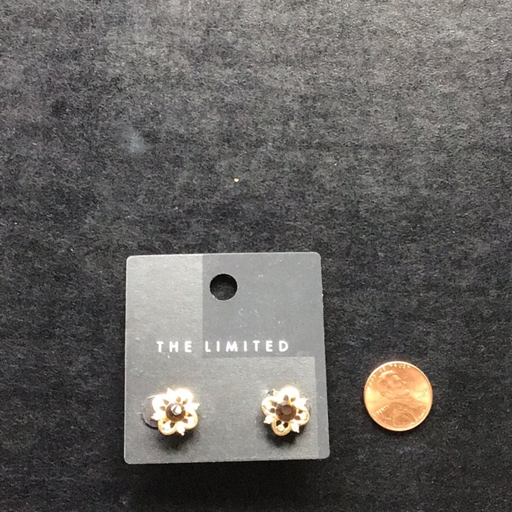 Pierced earrings. Gold with tiny faux gems